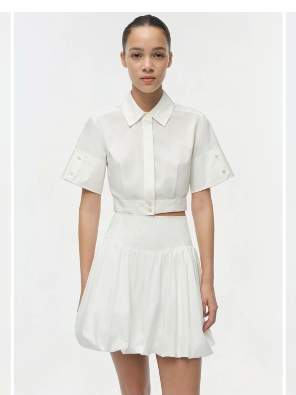 SIMKHAI Pippa Bubble Mini Skirt White S  Bubble Hem NWT